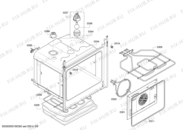 Взрыв-схема плиты (духовки) Bosch HEG33U351 Bosch "Made in Germany" - Схема узла 03